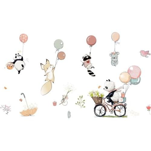 Cartoon Balloon Animals Wall Stickers for Kids Children Rooms Wall Decor Removable Decals Nursery Home Decor Art Murals