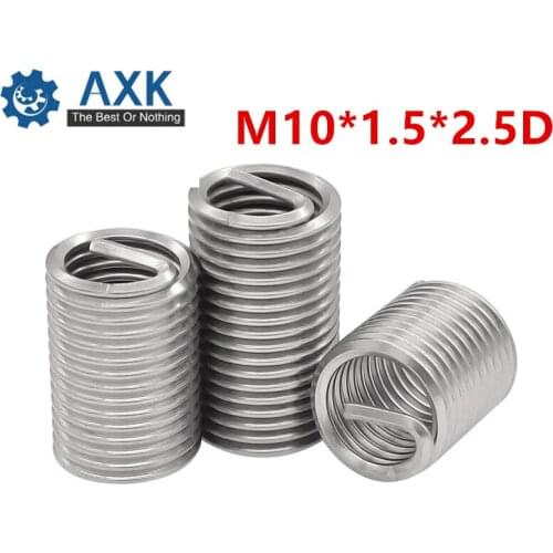 20Pcs M10*1.5*2.5D Screw Thread Insert A2 Stainless Steel 304 Fasteners Repair Tools Kit Coiled Wire Helical Screw Sleeve Set