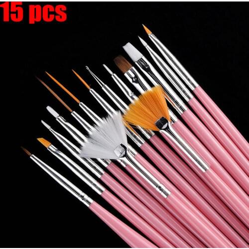 15pcs/Set Nail Brush Set Liner Painting Pen Flower Drawing UV Gel Brush Superfine Painting Brush Professional Nail Art Tool