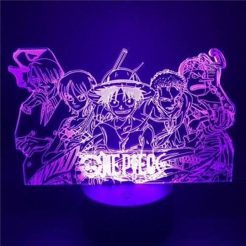 One Piece 3D Night Light LED Lamp Luffy Zoro Sanji Nami Anime Figure Decoration Bedside Kids Lampara Decor Lighting Gift Lights