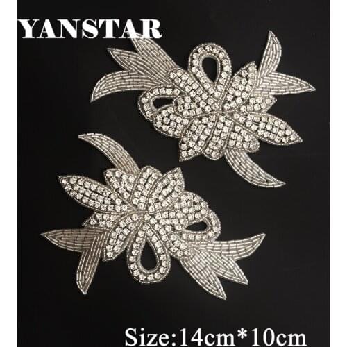 YANSTAR 10PCS Wholesale Rhinestone Applique Bridal Gown Sash Sewing On For Wedding Dresses Sash Bridal Gown Accessory YS903