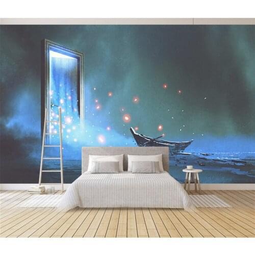 Custom 3D Dream Wallpaper For Kids' Room Sofa Backdrop Wall Papers Cartoon TThe Unmanned Canoe To The Doors Of The Dreams Home D