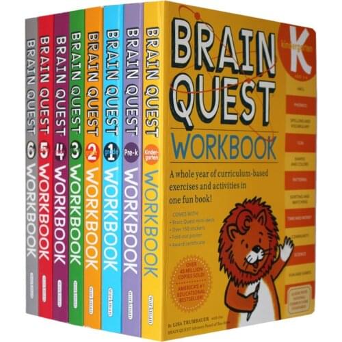8pcs/set Brain Quest workbook Grade Pre-K-1-6 American Kindergarten primary school English textbook exercises