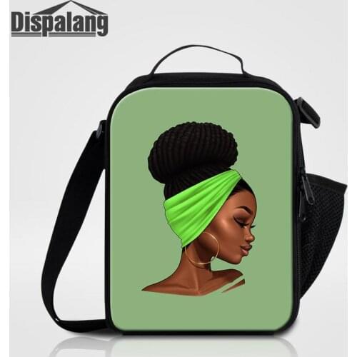 Dispalang Women Cooler Bag African Girl Print Messenger Lunch Bags Girls Insulated Bag Lunch Box Kids Food Container For Picnic