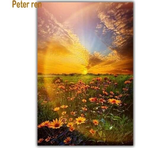 Diy Diamond painting cross stitch diamond embroidery landscape 5d Square/Round diamond Mosaic Rhinestone Sunlight daisy garden