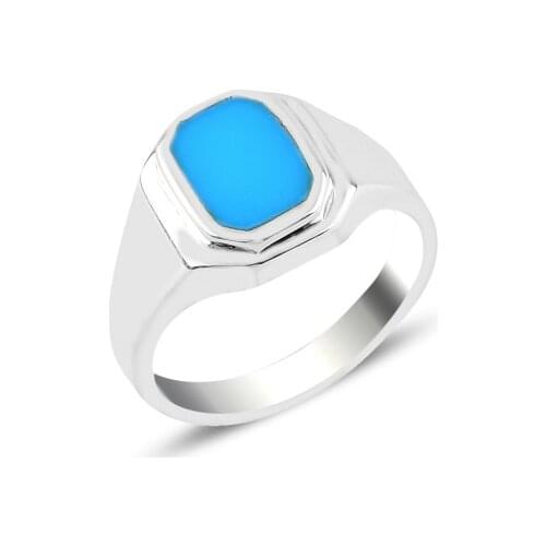 Silver 925 Sterling Turquoise Cabochons Male Child Ring