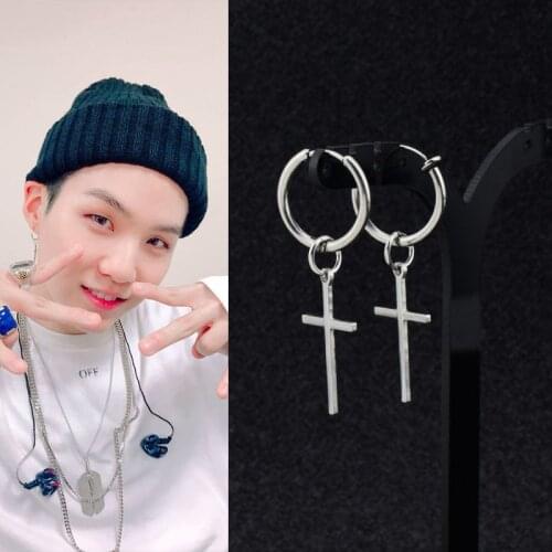 Cross Punk Earrings for Unisex Korean Boys Stainless Steel Stud Earring Hipster Grunge Accessory Crosses Ear Clip Wholesale Gift