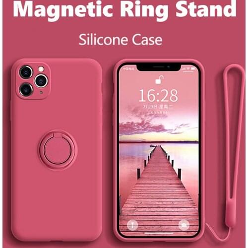 SoCouple Silicone Magnetic Holder Phone Case For iPhone 11 Pro XR X XS 12 Pro Max 8 7 6s Plus SE Stand Finger Ring Bracket Cover