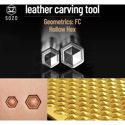 SOZO FC Hollow Hex Leather Work Stamping Tool Carving Pattern 304 Stainless Streel Stamps Printing