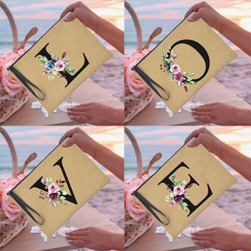 Letter Print Outdoor Makeup Bag Bridesmaid Cosmetic Case Travel Toiletries Organizer Female Beach Tote Bags Handbags Best Gifts
