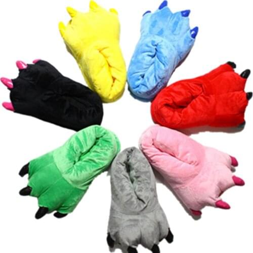 Winter Warm Soft indoor floor Paw Slippers Cosplay Cartoon Animals Stitch Cow Panda Monster Dinosaur Women Men Children Shoes