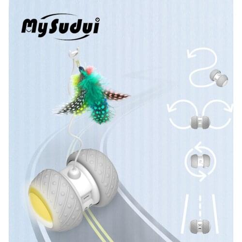 Smart Electronic Cat Toy Interactive Automatic Rotating Running Led Teaser Pet Cat Funny Toy Cat Stick Feather Toys For Cats Usb