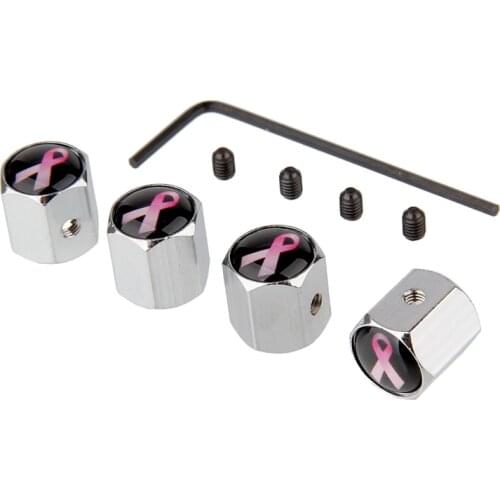 Universal Pink Ribbons Car Wheel Tire Valves Caps AntiTheft Cover For Volkswagen Bmw E46 E39 Ford Focus 2 Peugeot 307 Mercedes