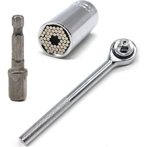 Universal Torque Wrench Set Head Key Sleeve Socket 7-19mm Ratchet Spanner Power Drill Kits Magical Grip Bushing Hand Tools