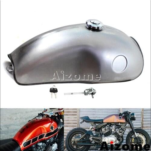 Universal Motorcycle 2.6 Gal Gas Tank Cafe Racer Fuel Tank For Honda Kawasaki Suzuki Yamaha BMW RD50 RD350 RD400 R100R XV TR