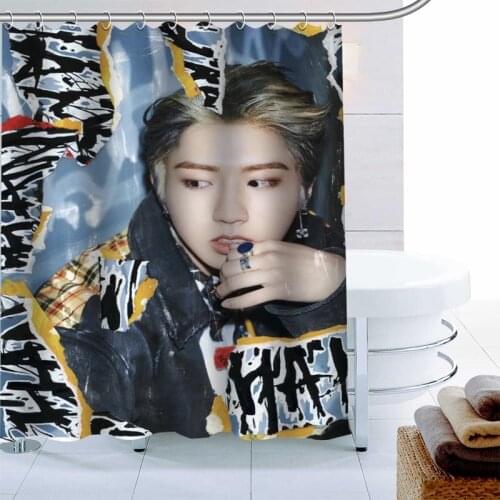Stray Kids Han Kpop Shower Curtain Polyester Fabric 12 Hooks For The Bathroom Waterproof Mildew Funny Bath Curtain 0622
