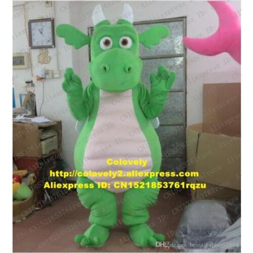 Green Dragon With Wings Dinosaur Dino Mascot Costume Adult Cartoon Character Outfit Mega-event Gather Ceremoniously zz7866