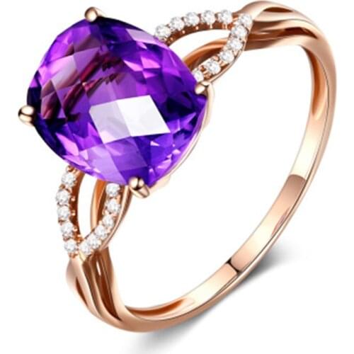 Womens Fashion Ring Oval Purple Stone Finger Rings Gold Filled Wedding Party Jewelry Promise Engagement Ring for Ladies