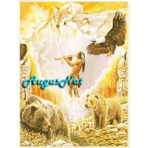 Animals diamond painting full square indian wall art bear diamond dots eagle crystal embroidery sticker diamand craft for adults