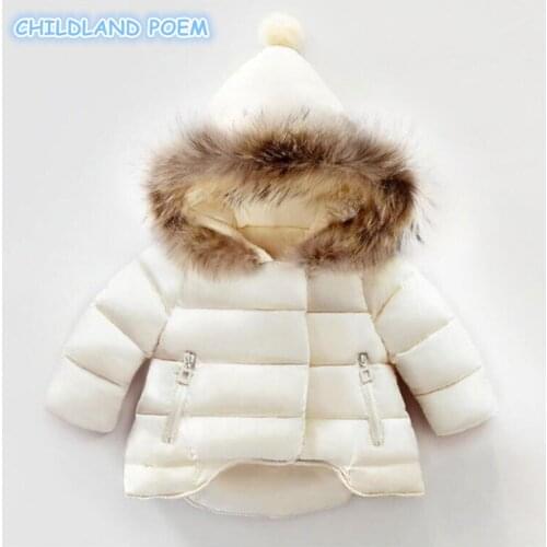 Winter Baby Girl Coat Thick Warm Cotton Real Fur Newborn Baby Boys Girls Jacket Infant Toddler Hooded Outerwear Clothing 1-4Y