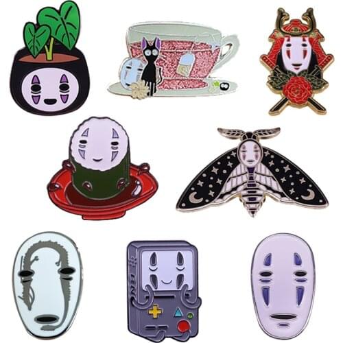 Spirited Away No Face Inspired Enamel Pin Moth Gameboy Planter Badge