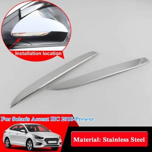 2pcs Car Styling Car Rearview Mirror Cover Strip Frame Cover ABS Rear View Trim For Hyundai Solaris Accent HC 2018 Accessories