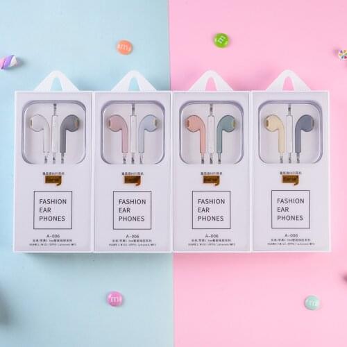 3.5mm Portable wired headset splicing two-color womens in-ear headset Macaron candy color mobile phone Voice call game headset