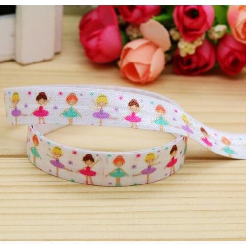 5/8'' Free shipping Fold Elastic FOE ballet printed headband headwear hairband diy decoration wholesale OEM P5110
