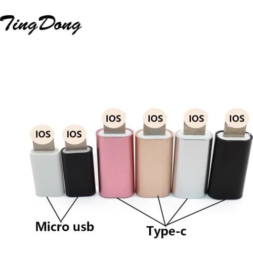 For IOS to Micro USB / Type-C Charger Adapter Female to Male Converter Adapter for iPhone 6 6s 7 8 Plus X 10 for iPad