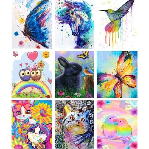 Animal Pattern Diamond Painting 5D DIY Diamond Mosaic Bird Butterfly Cross Stitch Decoration Painting Full Round Drill Craft