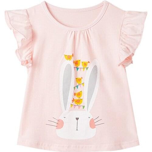 Bambino 2021 Summer Tee for Girls 2-7 Years Cartoon Animal T Shirt of Children Top Clothes of School Kids 100% Cotton Clothing