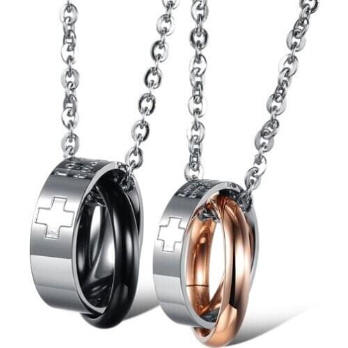 Free Shipping 2015 New Jewelry Wholesale Fashion Chain Crucifix With A Couple Titanium Steel Necklace Gx864 Pendant Necklaces