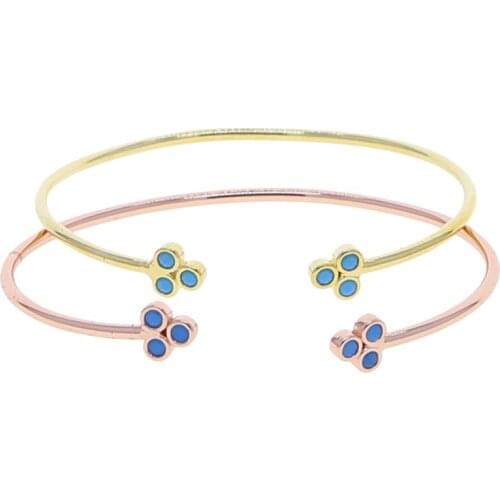 Geometric Triangle Three Turquoises Stone Open Adjust Cuff Bangle Bracelet For Women Fashion Wholesale