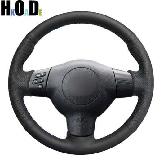Black Artificial Leather Hand-stitched Car Steering Wheel Cover for Toyota Corolla 2004-2006 Caldina 2002-2007 RAV4 (US) 2005