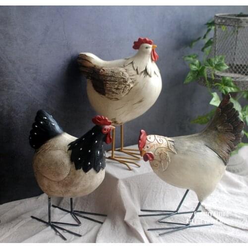 Home European French country pastoral style Chickens live in the garden courtyard Resin landscaping Animal chicken decoration