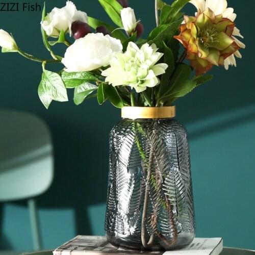 European Stained Glass Vase Decoration Living Room Home Dining Table Dried Flowers Creative Art Transparent Vase Home Decoration