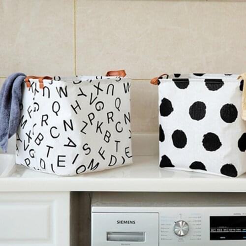 Zerolife Creative Black White Cotton Laundry Basket Toy Wash Basket Dirty Clothes Sundries Home Closet Organizer Container Box