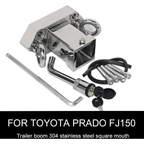 For New Prado FJ150 After Rear Bumper Trailer Hook Square Mouth Land Cruiser 304 Stainless Steel Tiger Head Hook