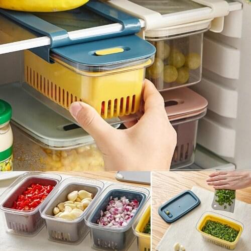 Kitchen Accessory Pull-Out Sealed Box Refrigerator Wall Sealed Storage Food Container Kitchen Supplies Storage Plastic Container