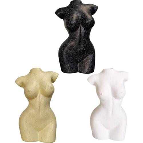 Small Vase Sexy Woman Body Dried Flower Simulation Bouquet Resin FArt Home Sculpture