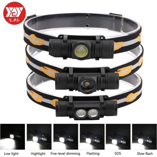Zoomable XM-L2 LED Mini Headlight Headlamp 6-Mode USB Charging 18650 Flashlight Camping Hunting Frontal Head Lantern Torch Lamp