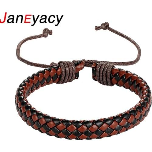 Fashion Punk Braided Leather Bracelet Men Bangle Simple Retro Multi Color Optional Adjustable Women Bracelets Ladies Pulseira