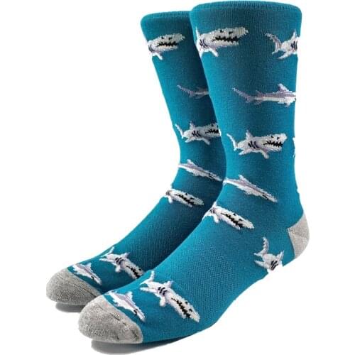 Men Happy Funny Shark Socks (Thick)