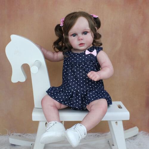 50 CM 3D-Paint Skin Soft Silicone Reborn Girl Baby Doll Toy Like Real 20 Inch Cloth Body Long Hair Princess Dress Up Boneca