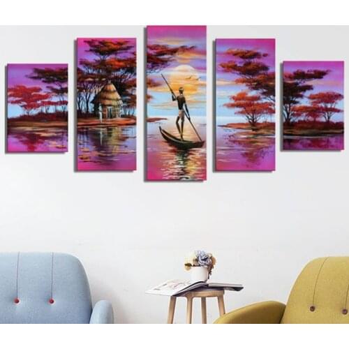 5D Diamond Painting Purple Sunset Glow Multi-picture Cross Stitch Full Drill Embroidery Landscape Mosaic Picture of Rhinestones