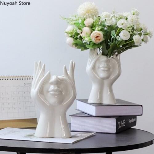 Nordic Style Body Art Ceramic Vase Decoration Home Crafts Simple Face Living Room Flower Arrangement Dried Flower Accessories