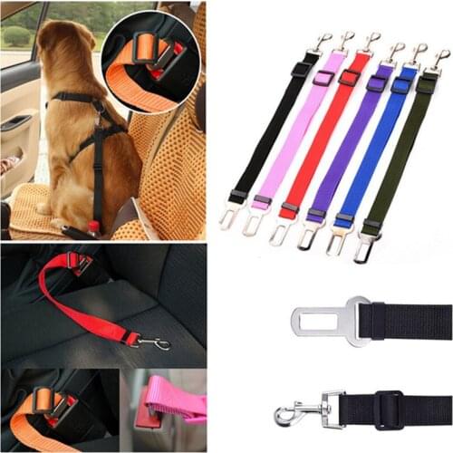 New Adjustable Dog Pet Seatbelt High Quality Pet Dog Car Safety Seat Belt Collar Lead Leash Harness Pet Travel Acessories