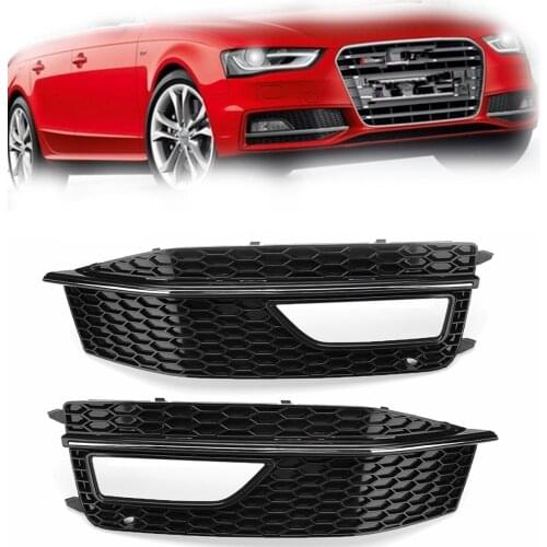 New Left/Right Black Car Side Front Bumper Fog Light Grill Grills Grille Cover Replacements For Audi A4 B8 S4 S-line 2012-2015