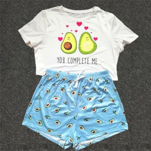 New Simple Sleepwear Pyjamas Womens Pajamas Cotton Short Sleeve Ladies Pijama Sets Homewear Cute Cartoon Lounge Wear T-shits