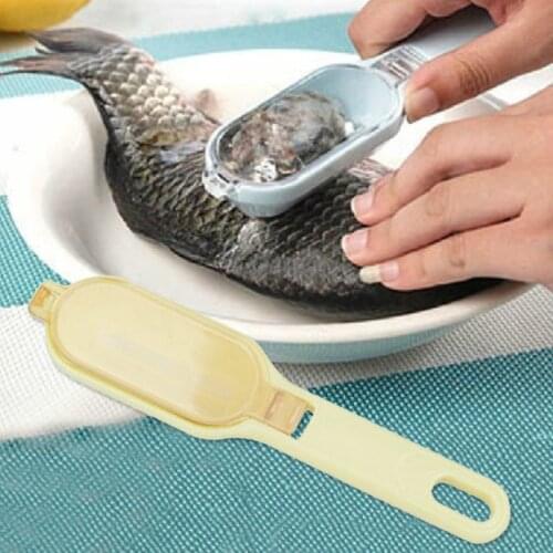 Practical Fish Scale Remover Scraper Cleaser Kitchen Tool Peeler Fast Remove Fish Skin Brush With Lid mutfak Seafood Tools